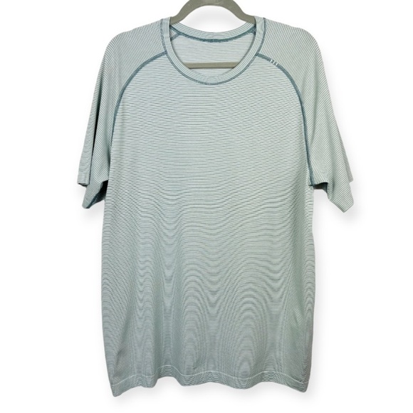 LULULEMON Metal Vent Tech Short Sleeve Green White Stripe XL - Picture 1 of 9